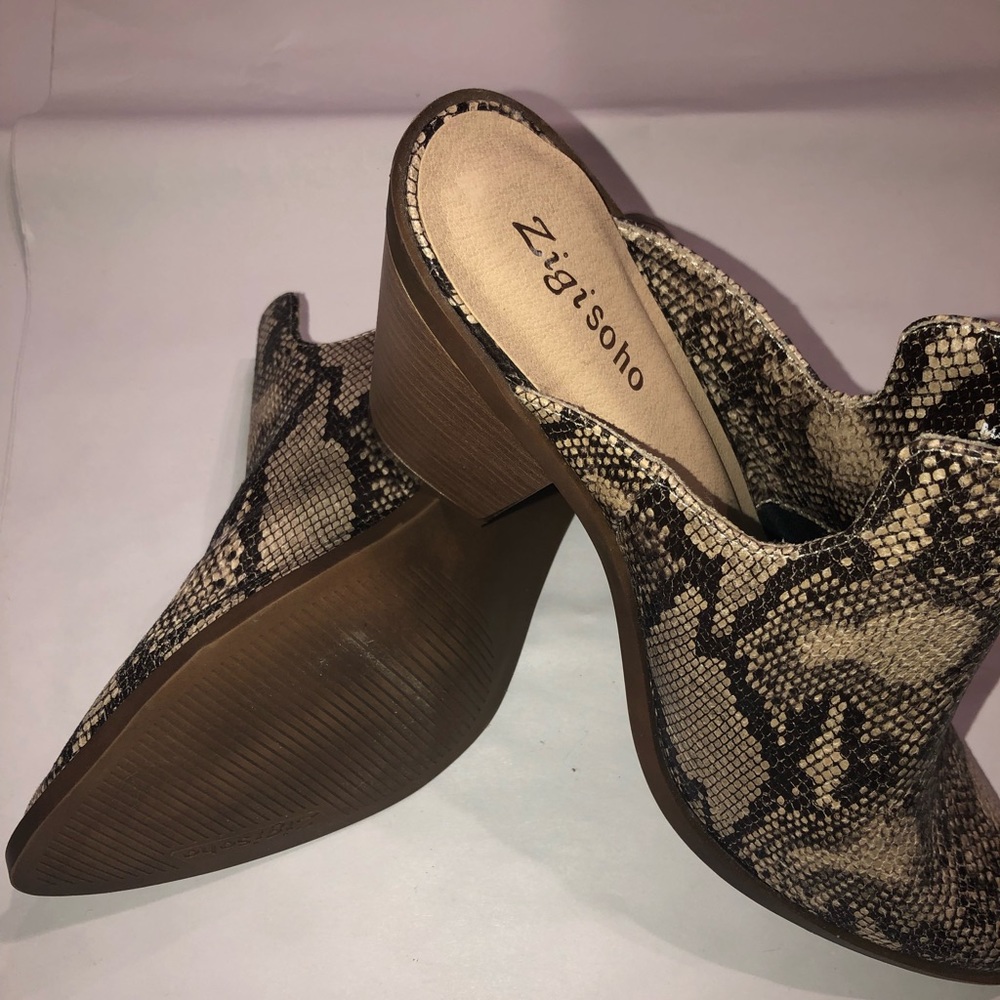 Snake skin clog heels